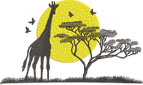 Afrika Tree mit Girafe Stickmotiv